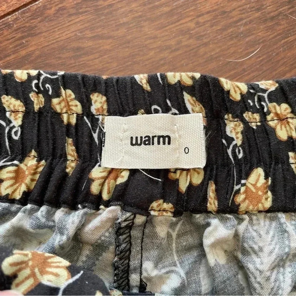 Warm Pickford Wide Leg Pants Boho Floral Paisely Black Purple Tan 100% Cotton 0 - Picture 8 of 12